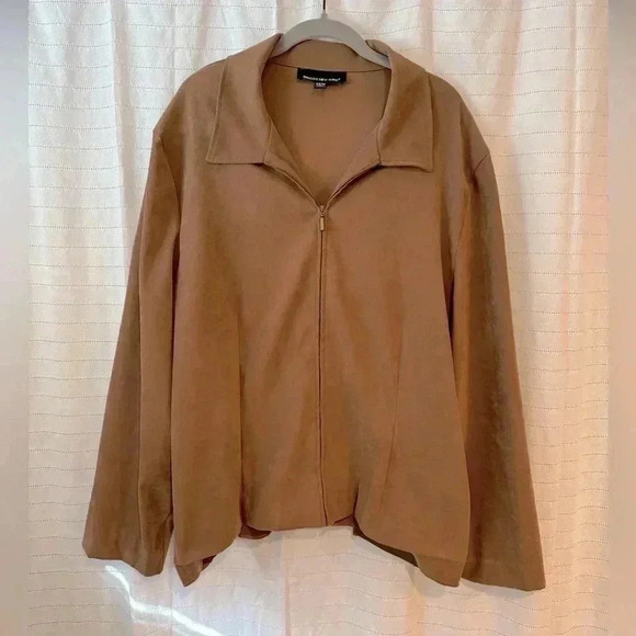 Briggs New York Full Zip Suede Style Jacket Top - Picture 1 of 8